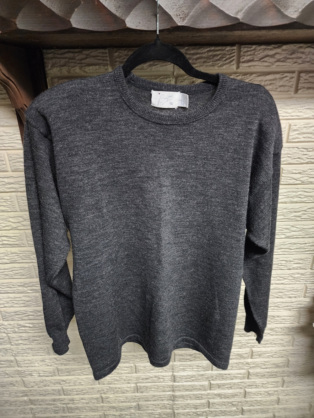 Belford Women's Classic Crewneck Sweater in Charcoal Gray.